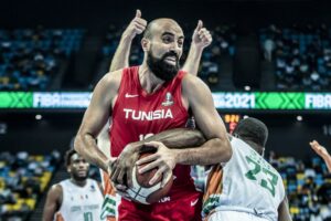 Ben Romdhane (Unisie) lors de la finale de l'Afrobasket 2021 à Kigali (Rwanda).