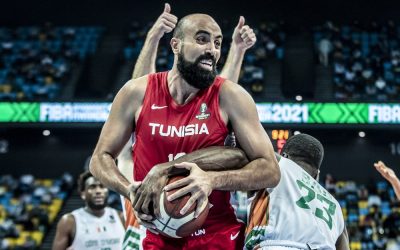 Ben Romdhane (Unisie) lors de la finale de l'Afrobasket 2021 à Kigali (Rwanda).