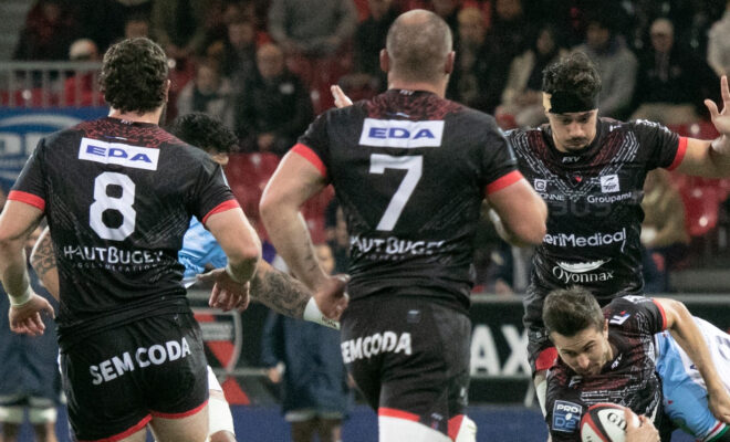 Des joueurs d'Oyonnax.