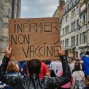 Une manifestation d'infirmiers non vaccinés.